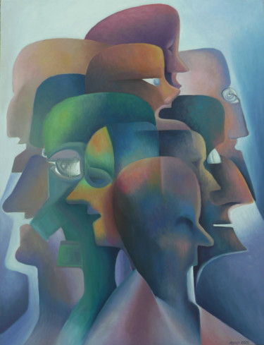 Peinture intitulée "Multiprofils" par Raphaël Roux, Œuvre d'art originale, Huile