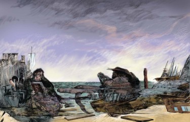 Arts numériques intitulée "Bateau Ivre 6" par Kizou Dumas, Œuvre d'art originale, Travail numérique 2D