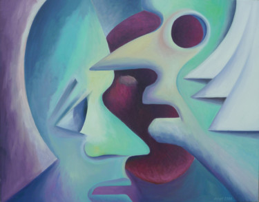 Peinture intitulée "Trois têtes ... et…" par Raphaël Roux, Œuvre d'art originale, Huile