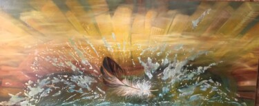 Peinture intitulée "ICARE, Inéluctable…" par Catherine Chesneau, Œuvre d'art originale, Huile