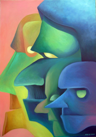 Peinture intitulée "Personnages" par Raphaël Roux, Œuvre d'art originale, Huile