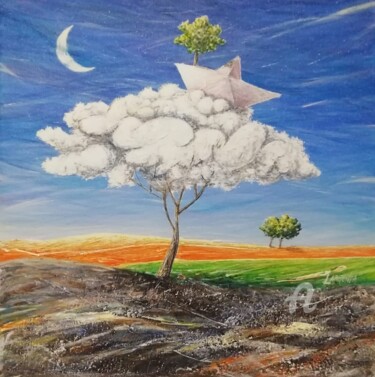绘画 标题为“"Tra cielo e terra"” 由Donato Larotonda, 原创艺术品, 丙烯 安装在木板上