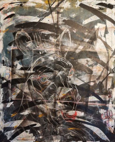 Retrato de uma zebra apaixonada Painting titled "Retrato de uma zebr…" by Luciano Costa, Original Artwork, Acrylic Mounted on Wood Panel