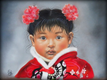 Painting titled ""Sakura" #artistsup…" by Christine Mergnat, Original Artwork, Pastel