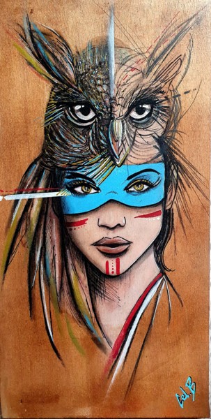 Peinture intitulée "" Chamane 1 "" par Cel . B, Œuvre d'art originale, Acrylique