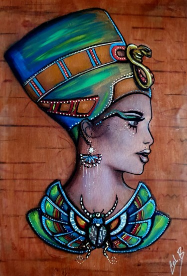 Peinture intitulée "" Nefertiti "" par Cel . B, Œuvre d'art originale, Acrylique