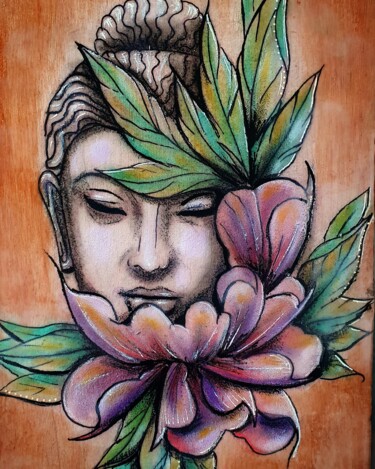 Peinture intitulée "Bouddha 1" par Cel . B, Œuvre d'art originale, Acrylique