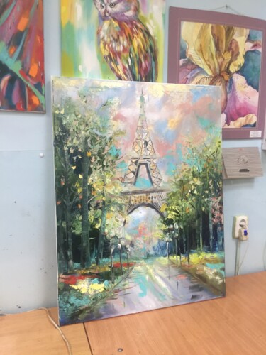 绘画 标题为“Paris” 由Karina Pomazan, 原创艺术品, 油 安装在木质担架架上