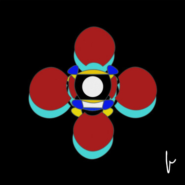 数字艺术 标题为“Four red and green…” 由Jean Paul Pierozzi, 原创艺术品, 数字油画