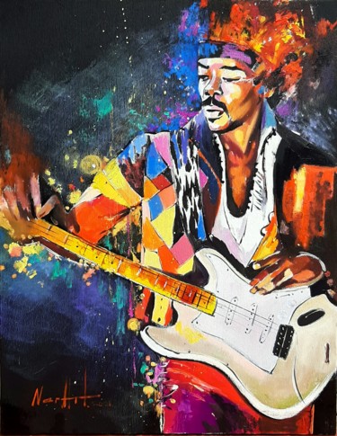 Jimi Hendrix-2 (35x45cm ,oil/canvas, ready to hang) 绘画 标题为“Jimi Hendrix-2 (35x…” 由Narek Jaghacpanyan, 原创艺术品, 油 安装在木质担架架上