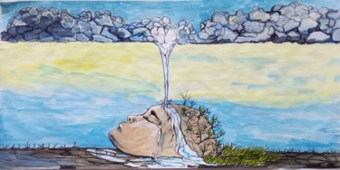 绘画 标题为“NURTURING DOWNPOUR” 由Lazaro Hurtado, 原创艺术品, 丙烯