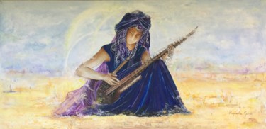 La joueuse de Ribab Schilderij getiteld "La joueuse de Ribab" door Raphaëla Gemini, Origineel Kunstwerk, Olie