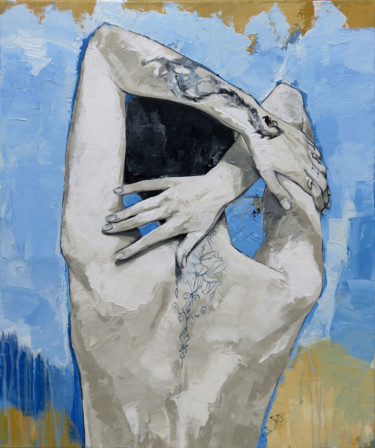 Peinture intitulée "Jeune femme de dos…" par Yan Bragance, Œuvre d'art originale, Acrylique Monté sur Châssis en bois