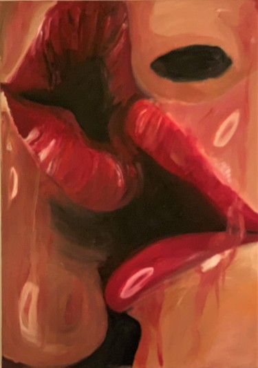 Painting titled "kiss" by Carmen, Original Artwork, Oil