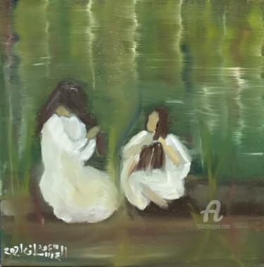 제목이 "River side"인 그림 Saud Ali Alassaf로, 원작, 기름