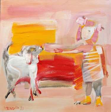 Obstinate puppy Schilderij getiteld "Obstinate puppy" door Armen Ghazayran (Nem), Origineel Kunstwerk, Acryl