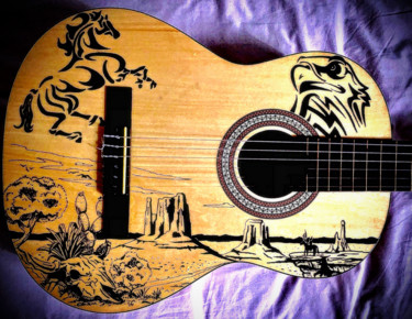 제목이 "Guitare far west"인 미술작품 Guillaume Flouriot로, 원작, 마커