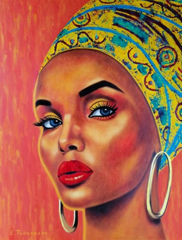 Original painting. African woman three. Woman portrait. 제목이 "Original painting.…"인 미술작품 Elena Tananaeva로, 원작, 기름
