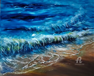 Painting titled "Douce Vague" by Syrène, Original Artwork, Oil