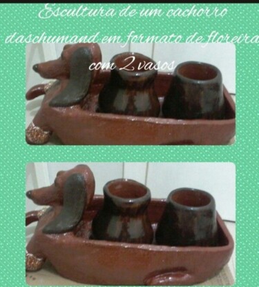Sculptuur getiteld "Cachorro daschumand…" door Rosana Pan, Origineel Kunstwerk, Klei