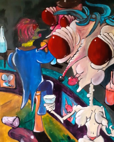 绘画 标题为“Le Bar d'Acaçia Ave…” 由Amazeigh Bouzékri, 原创艺术品, 丙烯