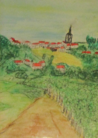 제목이 "vignoble"인 그림 Bruno Grégory (BG)로, 원작, 수채화 artwork_cat.에 장착됨