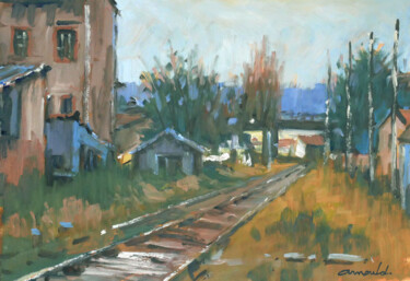 Painting titled "Friche industrielle" by Christian Arnould, Original Artwork, Oil