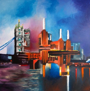 Peinture intitulée "Battersea-Power-Sta…" par Michel Fourcade, Œuvre d'art originale, Acrylique