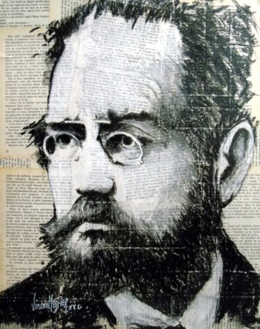 Peinture intitulée "Zola" par Vincent Tessier Xxc, Œuvre d'art originale, Pastel