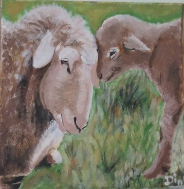 Peinture intitulée "Tout doux l'agneau" par Nadine Bichon, Œuvre d'art originale, Huile
