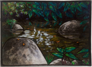 Dessin intitulée "Ravine Divon île de…" par Jean-François Hirsch, Œuvre d'art originale, Pastel
