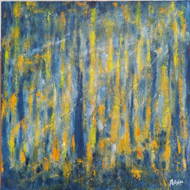 Peinture intitulée "Ocre Bleu" par Myriam Gylon, Œuvre d'art originale, Acrylique