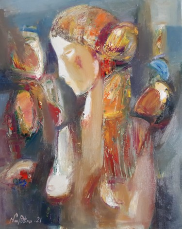 绘画 标题为“Abstract portrait (…” 由Mateos Sargsyan, 原创艺术品, 油 安装在木质担架架上