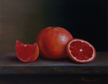 Painting titled "Juicy Trio" by Gevorg Sinanyan, Original Artwork, Oil Mounted on Wood Stretcher frame