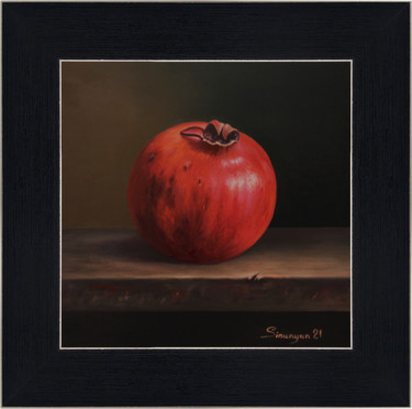 Pomegranate (31x31cm, oil on panel) Painting titled "Pomegranate (31x31c…" by Gevorg Sinanyan, Original Artwork, Oil Mounted on Wood Stretcher frame