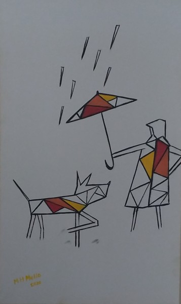 绘画 标题为“Menina com cachorro…” 由Marcos Henrique Mello, 原创艺术品, 油