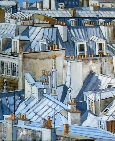 toit emoi Peinture intitulée "toit emoi" par Jean-Michel Yon, Œuvre d'art originale, Huile Monté sur Châssis en bois