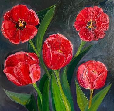 Painting titled "Тюльпаны" by Antonietka, Original Artwork, Oil