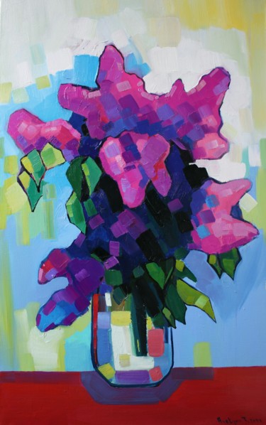 Lilac flowers (50x80cm, oil painting, ready to hang) 绘画 标题为“Lilac flowers (50x8…” 由Tigran Aveyan, 原创艺术品, 油 安装在木质担架架上