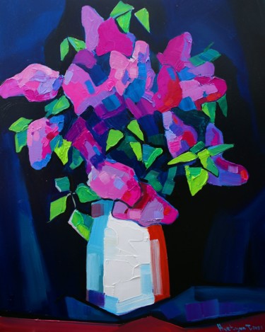 Lilac flowers-7 (40x50cm, oil painting, ready to hang) 绘画 标题为“Lilac flowers-7 (40…” 由Tigran Aveyan, 原创艺术品, 油 安装在木质担架架上