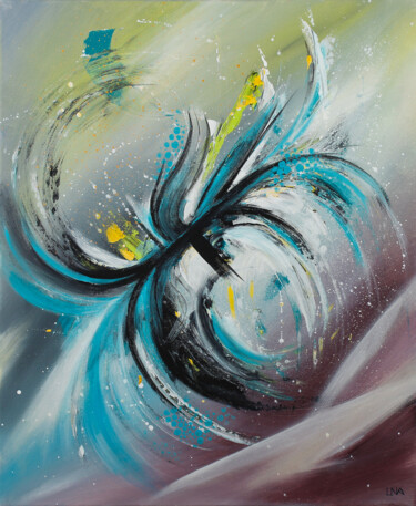 Painting titled "Orchidée" by Helena Monniello, Original Artwork, Acrylic Mounted on Wood Stretcher frame