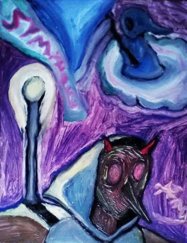 绘画 标题为“Le Diable en Cavale” 由Amazeigh Bouzékri, 原创艺术品, 油