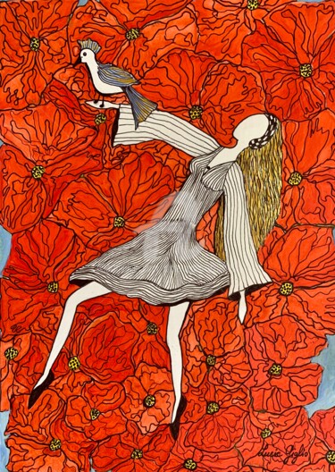 图画 标题为“Envole toi” 由Lucie Giglio, 原创艺术品, 水彩