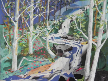 Collages intitulée "foret printemps" par Jacques Pierre Pichon, Œuvre d'art originale, Collages