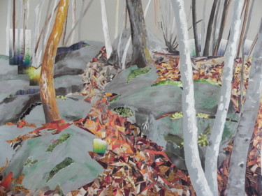 Collages intitulée "foret automne 2" par Jacques Pierre Pichon, Œuvre d'art originale, Collages