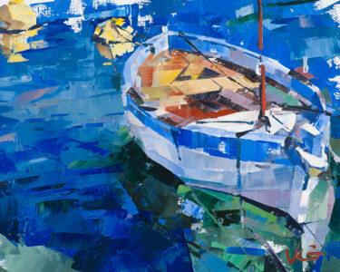 Romantic seascape EMERALD original oil painting fine art Malerei mit dem Titel "Romantic seascape E…" von Volodymyr Glukhomanyuk, Original-Kunstwerk, Öl