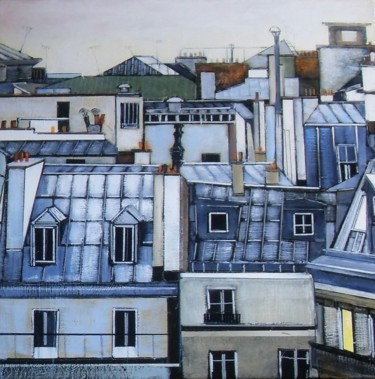 les toits Peinture intitulée "les toits" par Jean-Michel Yon, Œuvre d'art originale, Huile Monté sur Châssis en bois