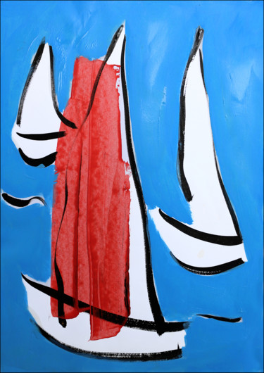 绘画 标题为“Les flots bleus” 由Jean Mirre, 原创艺术品, 油