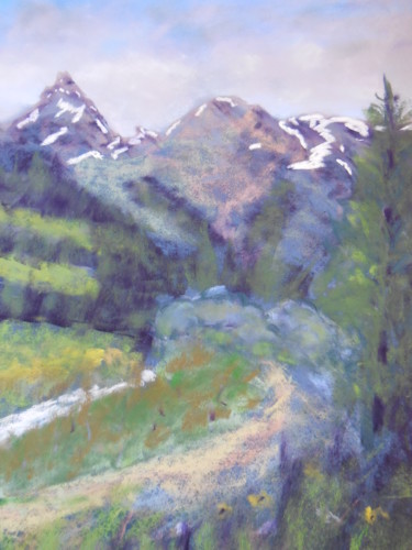 「Vallée de Champoléo…」というタイトルの絵画 Genevieve Fraysseによって, オリジナルのアートワーク, パステル