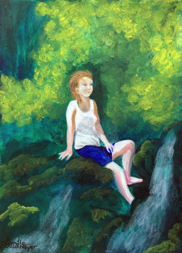 Pieds nus sur les rochers Painting titled "Pieds nus sur les r…" by Camille Rouschmeyer, Original Artwork, Acrylic